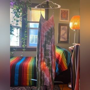 Long flow tie dye dress